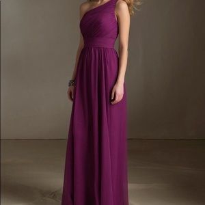 PLUS SIZE one shoulder eggplant floor length gown